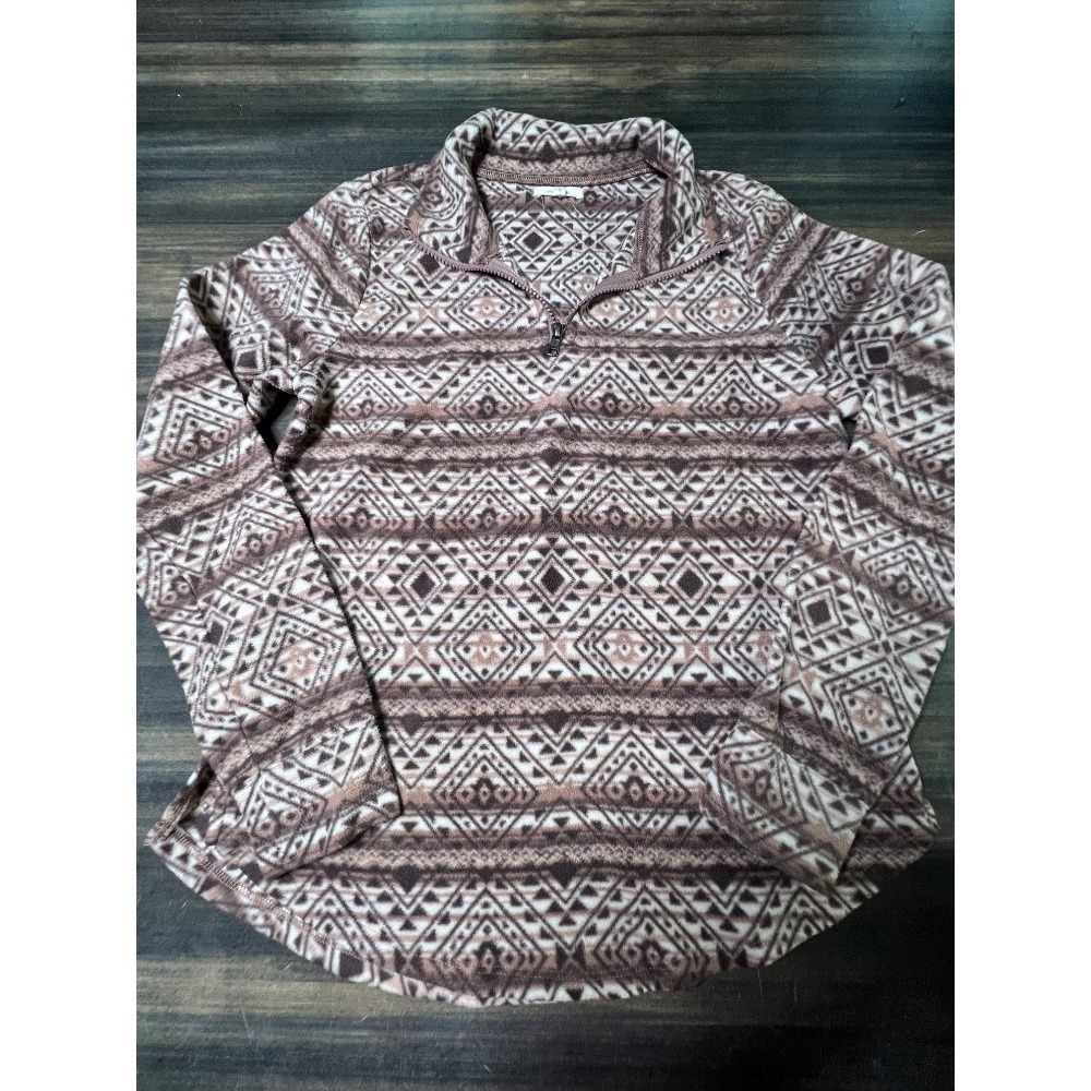 Maurices Aztec Pullover Quarter Zip Fleece‎ Brown Beige Small